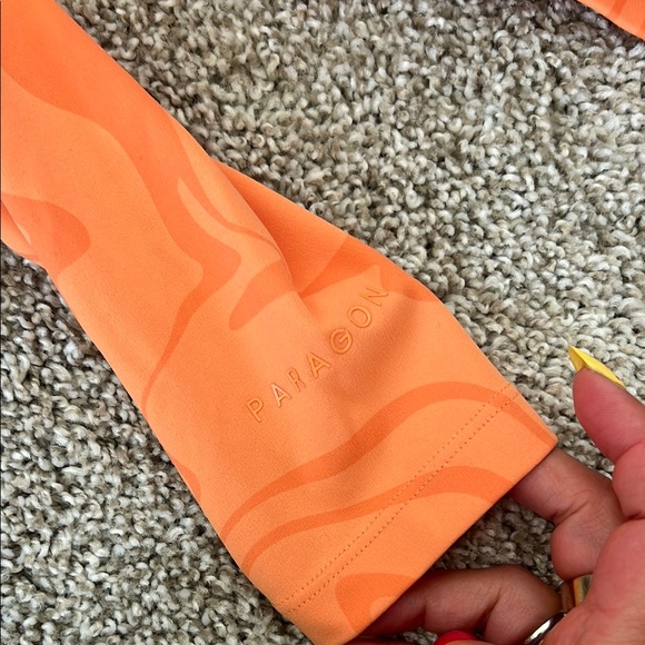 PARAGON Orange Long Sleeve Ruched Bodysuit - Picture 3 of 5